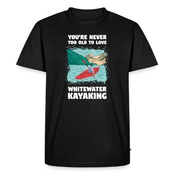 Vous n’êtes jamais trop vieux trop aimer le kayak en eau vive - T-shirt Premium bio Homme - noir - Devant - Nico (187cm)