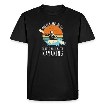 Vous n’êtes jamais trop vieux trop aimer le kayak en eau vive - T-shirt Premium bio Homme - noir - Devant - Nico (187cm)