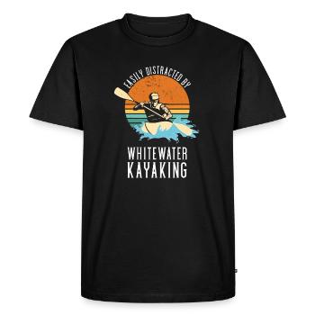 Facilement distrait par le kayak en eau vive - T-shirt Premium bio Homme - noir - Devant - Nico (187cm)