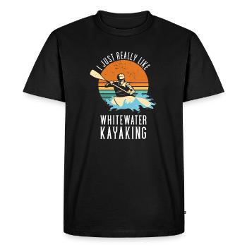J’aime vraiment le kayak en eau vive - T-shirt Premium bio Homme - noir - Devant - Nico (187cm)
