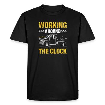 Travailler jour et nuit Opérateur de dépanneuse - T-shirt Premium bio Homme - noir - Devant - Nico (187cm)