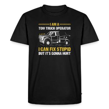 Je peux réparer stupide mais ça va faire mal à la dépanneuse - T-shirt Premium bio Homme - noir - Devant - Nico (187cm)