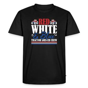 Veteran US Flag Red White & Blue Tractor Driver - Men's Premium Organic T-Shirt - black - Front - Nico (187cm)