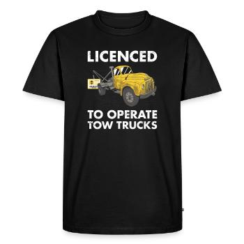 Titulaire d’un permis d’exploitation de dépanneuses - T-shirt Premium bio Homme - noir - Devant - Nico (187cm)