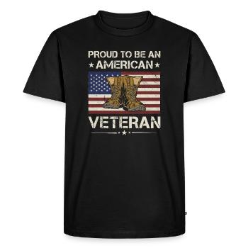 L’Amérique fière d’être un vétéran américain - T-shirt Premium bio Homme - noir - Devant - Nico (187cm)
