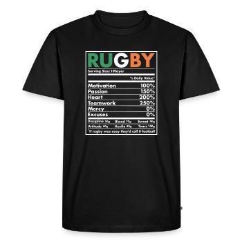 Nutrition Irlande Rugby - T-shirt Premium bio Homme - noir - Devant - Nico (187cm)