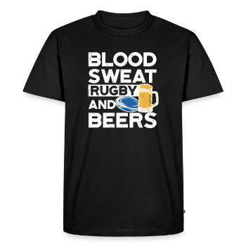Blood Sweat Rugby et bières Écosse Rugby - T-shirt Premium bio Homme - noir - Devant - Nico (187cm)