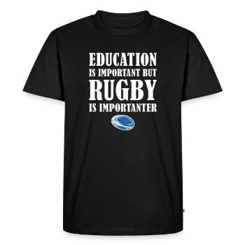 Mais le rugby est plus important Rugby écossais - T-shirt Premium bio Homme - noir - Devant - Nico (187cm)