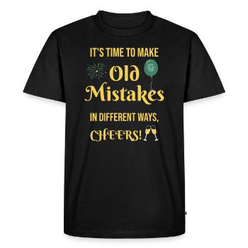 Réveillon du Nouvel An Résolutions du Nouvel An Vieilles erreurs Feux d’artifice - T-shirt Premium bio Homme - noir - Devant - Nico (187cm)