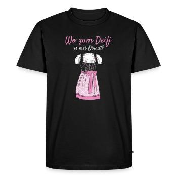 Volksfest Wo Zum Deifi Is Mei Dirndl Dirndl Ersatz - Men's Premium Organic T-Shirt - black - Front - Nico (187cm)