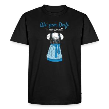 Volksfest Wo Zum Deifi Is Mei Dirndl Dirndl Ersatz - Men's Premium Organic T-Shirt - black - Front - Nico (187cm)