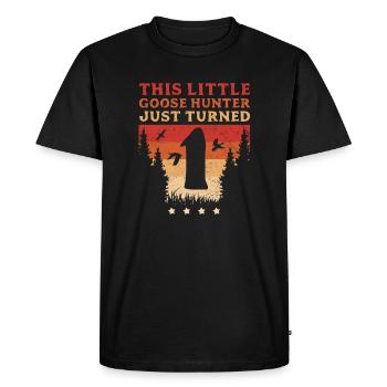 Hunter This Little Goose Hunter Just Turned 1 - Men's Premium Organic T-Shirt - black - Front - Nico (187cm)