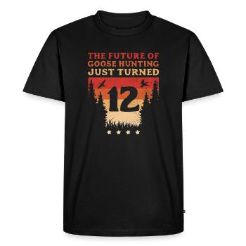 Hunter The Future Of Goose Hunting Just Turned 12 - Men's Premium Organic T-Shirt - black - Front - Nico (187cm)