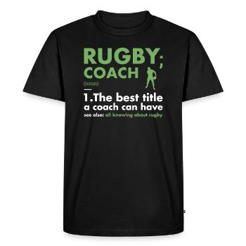 Définition de l’entraîneur sportif Rugby - T-shirt Premium bio Homme - noir - Devant - Nico (187cm)