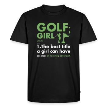 Sport Girl Définition Golf - T-shirt Premium bio Homme - noir - Devant - Nico (187cm)