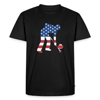 Sport Us Flag Curling - Men's Premium Organic T-Shirt - black - Front - Nico (187cm)