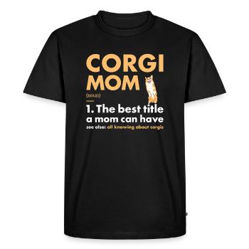 Chien Corgi Maman Définition - T-shirt Premium bio Homme - noir - Devant - Nico (187cm)