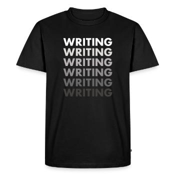 Écriture de l’écrivain - T-shirt Premium bio Homme - noir - Devant - Nico (187cm)