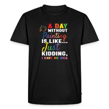 Peintre Une journée sans peinture - T-shirt Premium bio Homme - noir - Devant - Nico (187cm)