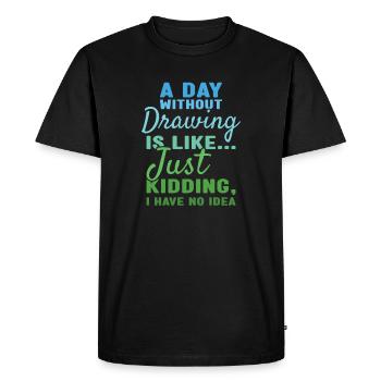 Tiroir Un jour sans dessin - T-shirt Premium bio Homme - noir - Devant - Nico (187cm)