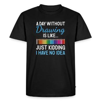 Tiroir Un jour sans dessin - T-shirt Premium bio Homme - noir - Devant - Nico (187cm)