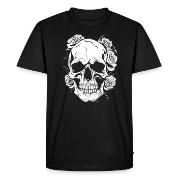 Skull Skull Roses Gothic Rose Goth - Men's Premium Organic T-Shirt - black - Front - Nico (187cm)