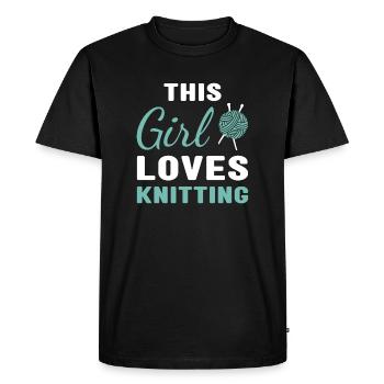Knitter This Girl Loves Knitting - Men's Premium Organic T-Shirt - black - Front - Nico (187cm)