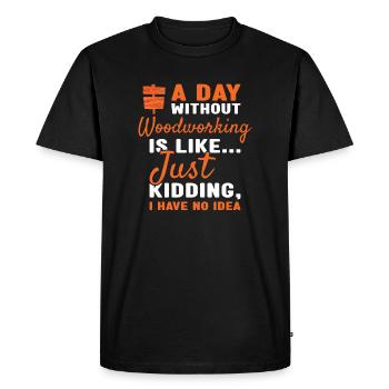 Menuisier Une journée sans travail du bois - T-shirt Premium bio Homme - noir - Devant - Nico (187cm)