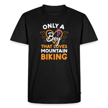 Biker Only A Boy That Loves Mountain Biking - Men's Premium Organic T-Shirt - black - Front - Nico (187cm)