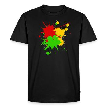 Reggae couleurs Afrique Roots Drapeau Éclaboussures de couleur - T-shirt Premium bio Homme - noir - Devant - Nico (187cm)