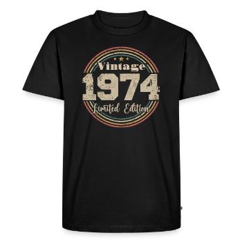 1974 Anniversaire Vintage Rétro Né En - 1974 - T-shirt Premium bio Homme - noir - Devant - Nico (187cm)