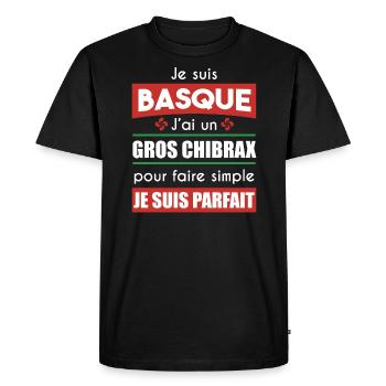 basque gros chibrax | cadeau beauf lauburu - T-shirt Premium bio Homme - noir - Devant - Nico (187cm)