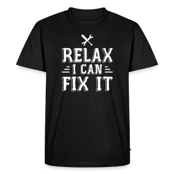Relax I Can Fix It - Men's Premium Organic T-Shirt - black - Front - Nico (187cm)