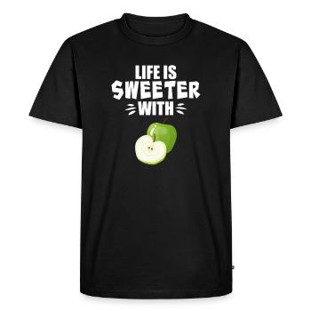 Life Is Sweeter With Apple - Men's Premium Organic T-Shirt - black - Front - Nico (187cm)
