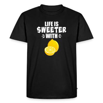 La vie est plus douce avec le citron - T-shirt Premium bio Homme - noir - Devant - Nico (187cm)