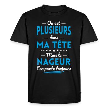 Plusieurs dans tête le Nageur l'emporte toujours - T-shirt Premium bio Homme - noir - Devant - Nico (187cm)