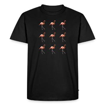 Défilé de flamant - T-shirt Premium bio Homme - noir - Devant - Nico (187cm)