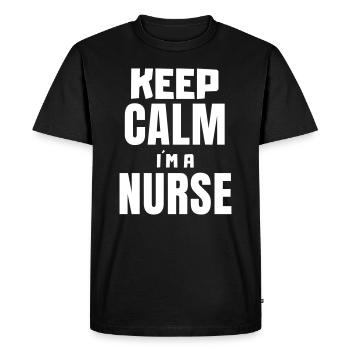Reste calme je suis une infirmière - T-shirt Premium bio Homme - noir - Devant - Nico (187cm)