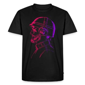 Faire de la musique pas de la guerre - Paix - T-shirt Premium bio Homme - noir - Devant - Nico (187cm)