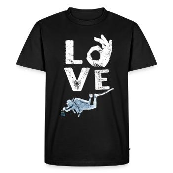 J'aime la plongée sous marine avec plongeur - T-shirt Premium bio Homme - noir - Devant - Nico (187cm)
