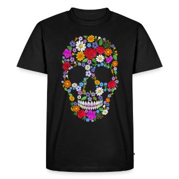 Squelette fleur Cadeau Homme Ou Femme - T-shirt Premium bio Homme - noir - Devant - Nico (187cm)