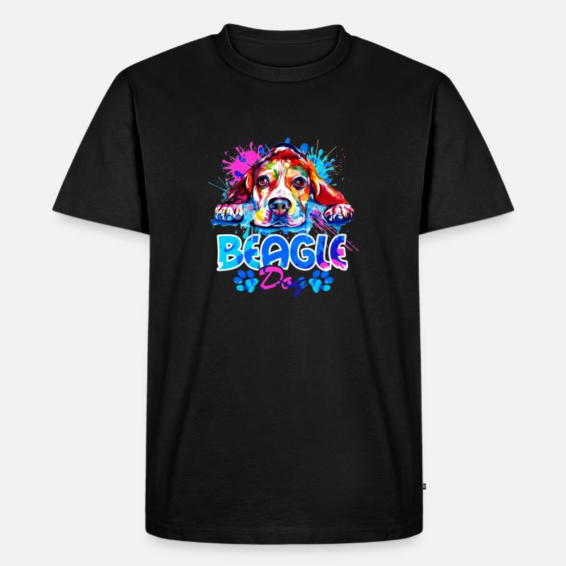 Beagle-Hund bunt - Männer Premium Bio T-Shirt - Schwarz
