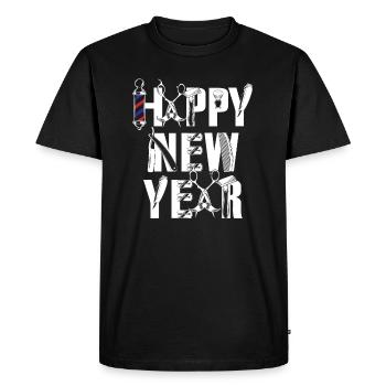 Barber Happy New Year - T-shirt Premium bio Homme - noir - Devant - Nico (187cm)