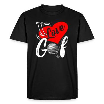 I Love Golf Funny Golf Shirt - Men's Premium Organic T-Shirt - black - Front - Nico (187cm)