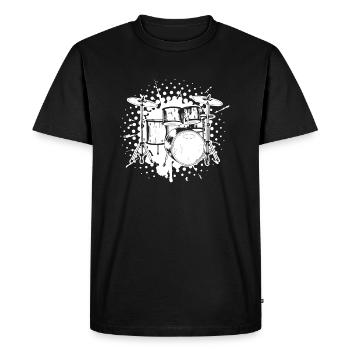 Fier d'être batteur - T-shirt Premium bio Homme - noir - Devant - Nico (187cm)