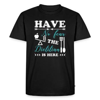 La diététiste n'a pas peur La diététiste est là - T-shirt Premium bio Homme - noir - Devant - Nico (187cm)