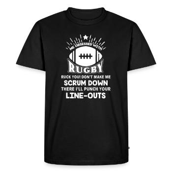 Rugby obsessionnel avec le rugby - T-shirt Premium bio Homme - noir - Devant - Nico (187cm)
