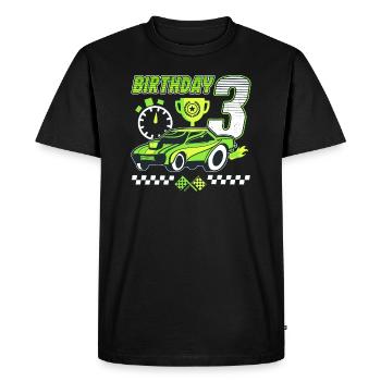 3ème anniversaire voiture de course 3 ans pilote de course - T-shirt Premium bio Homme - noir - Devant - Nico (187cm)