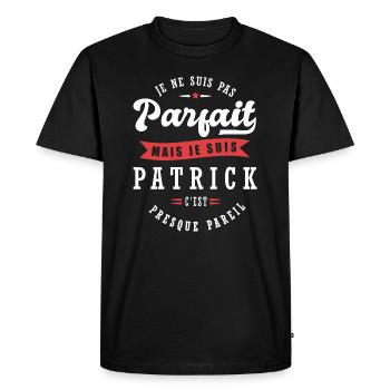 Patrick Parfait Cadeau prenom patrick - T-shirt Premium bio Homme - noir - Devant - Nico (187cm)