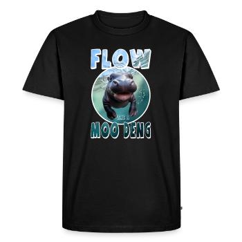 Drôle de Moo Deng flow - T-shirt Premium bio Homme - noir - Devant - Nico (187cm)